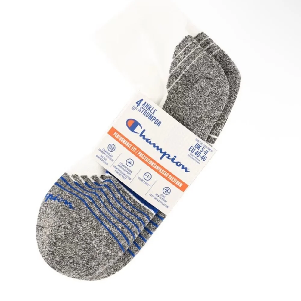 Champion Men's Performance Fit Ankle Socks 4-Pairs Size 6-12 Cushioned Sole